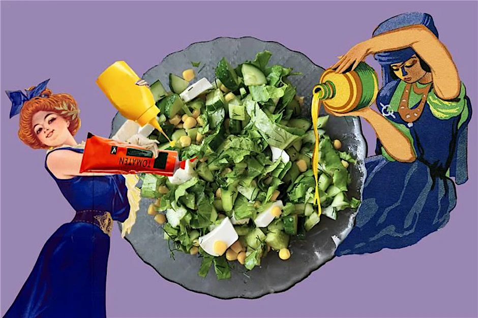 Aus gesund mach gesünder: Ein Dressing aus Öl, Senf und Tomatenmark peppt den Salat auf.