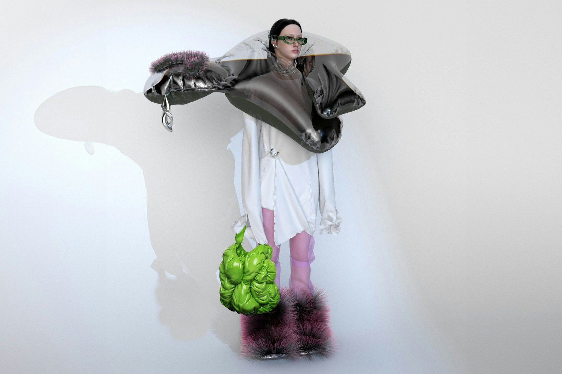 Pixelig und pelzig: Das Projekt SBLMTN Studio stellt rein digitale Mode vor.