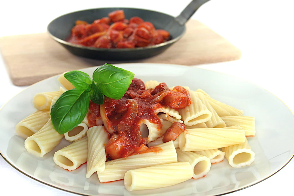 Zum Wurstgulasch gehören Nudeln - welche Sorte Sie verwenden, ist Ihnen überlassen. Probieren Sie das leckere Rezept unbedingt aus!