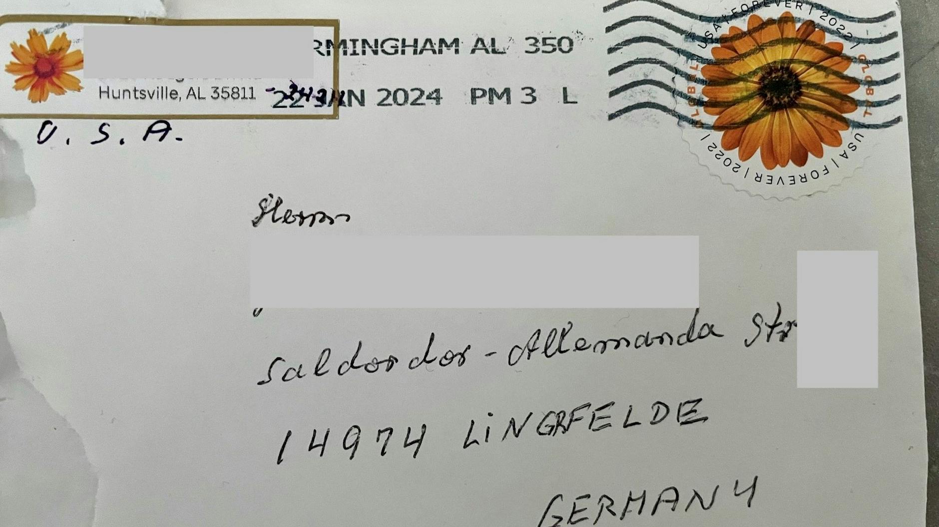 Bei der Adresse dieses Briefes stimmt fast nix. Trotzdem ist er angekommen.
