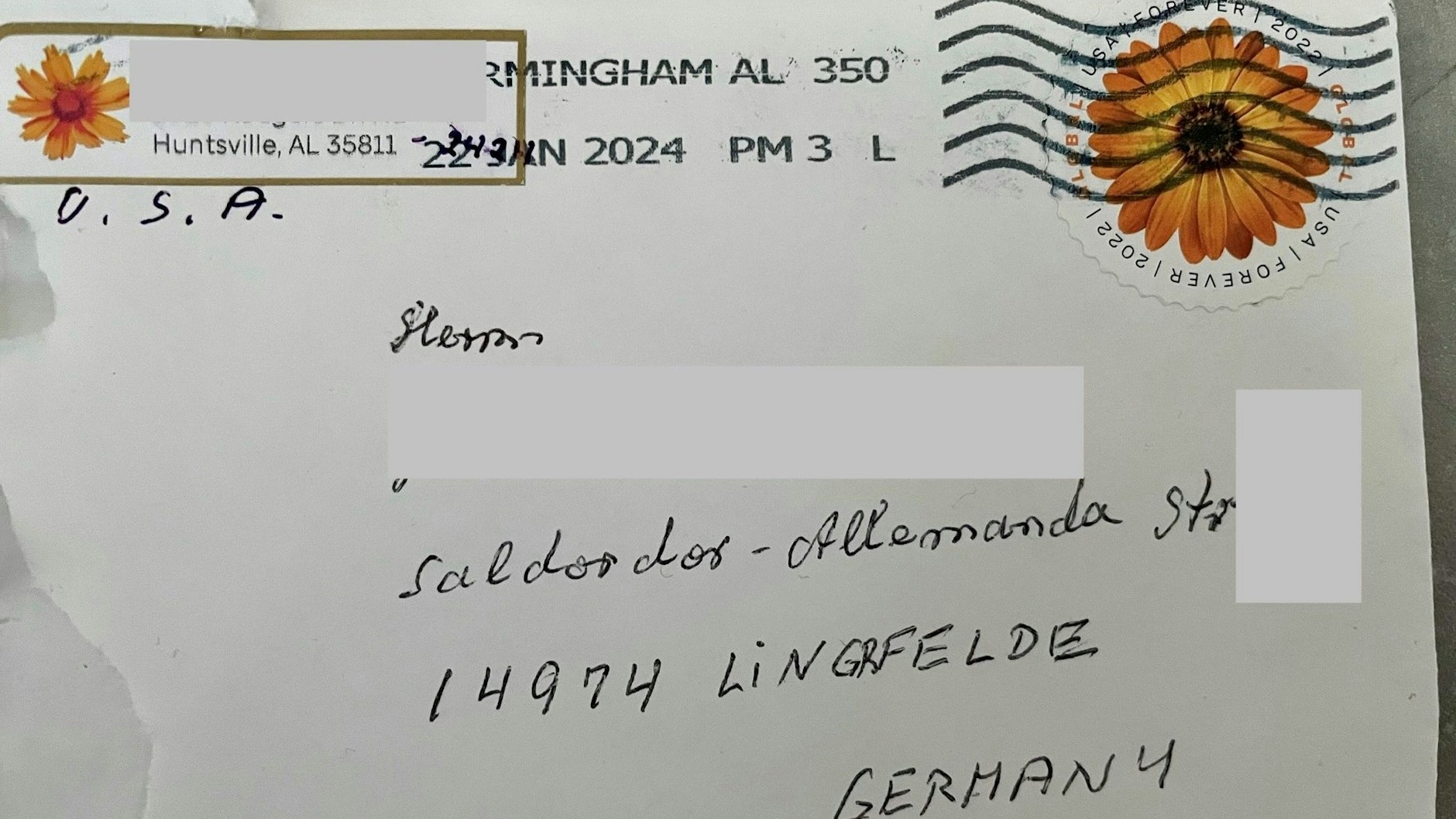 Bei der Adresse dieses Briefes stimmt fast nix. Trotzdem ist er angekommen.