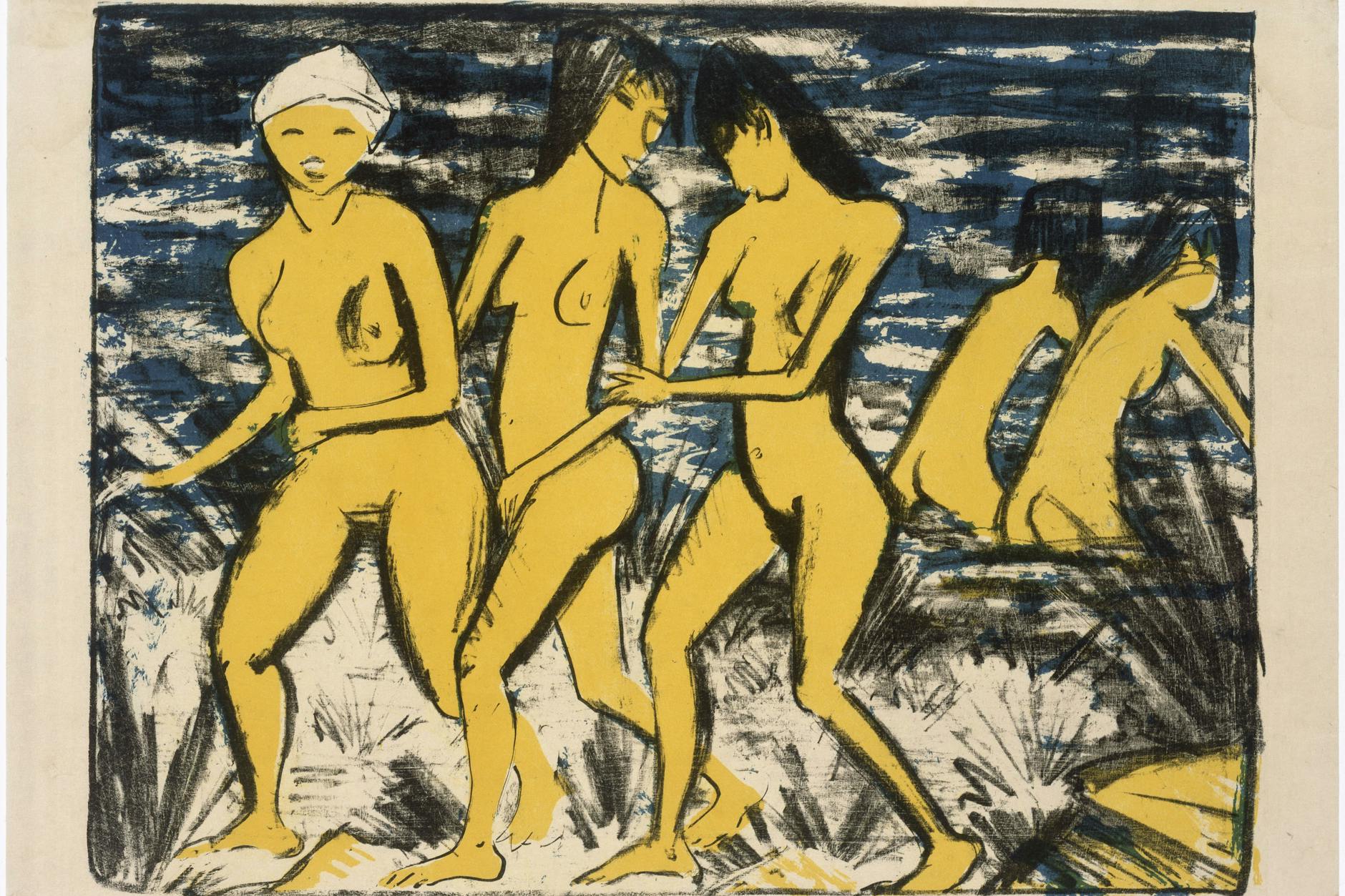 Otto Mueller: „Farblithographie von drei Steinen“, Vorzugsdruck auf Japanpapier, 1921