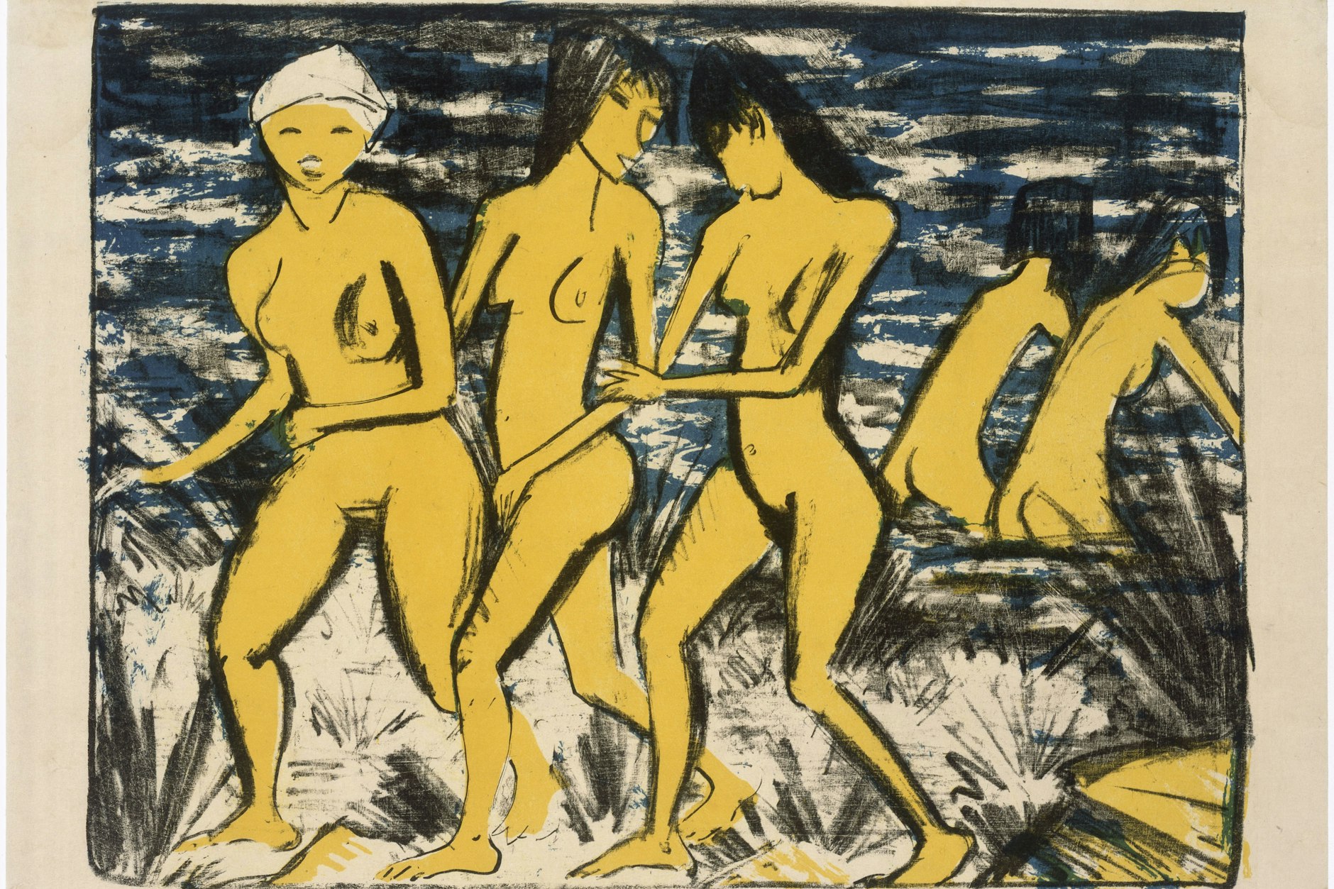 Otto Mueller: „Farblithographie von drei Steinen“, Vorzugsdruck auf Japanpapier, 1921