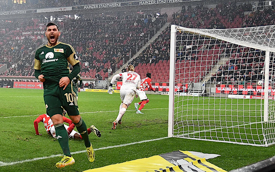 Bitter: Union-Stürmer Kevin Volland trifft in Mainz erst die Latte, dann den Pfosten.