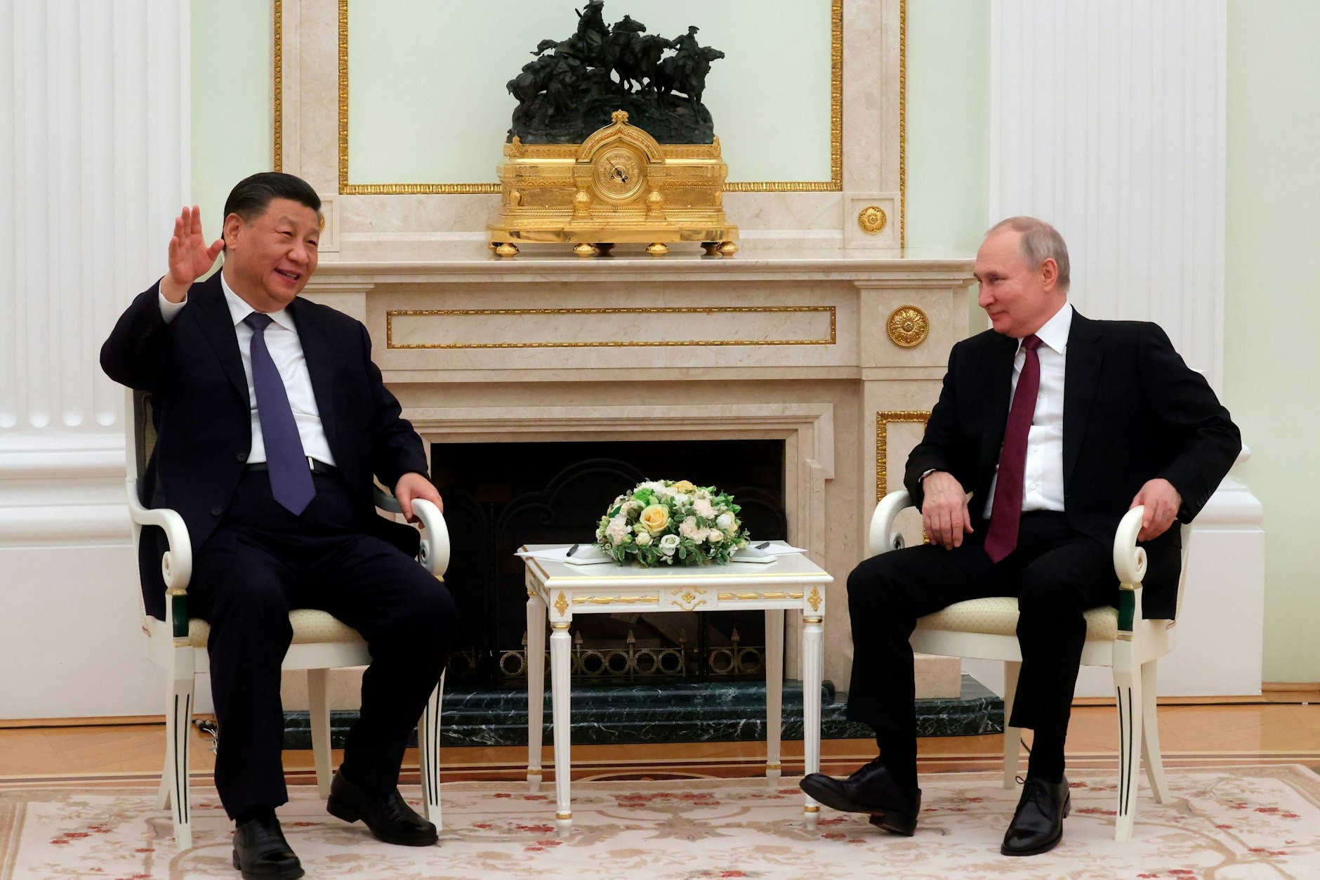 Der chinesische Präsident Xi Jinping und sein russischer Amtskollege Wladimir Putin während eines Treffens im März 2023.&nbsp;