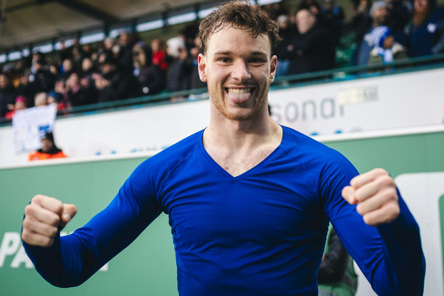 Pascal Klemens jubelt nach dem Sieg in Fürth, er ist eine der großen Zukunftshoffnungen von Hertha BSC.