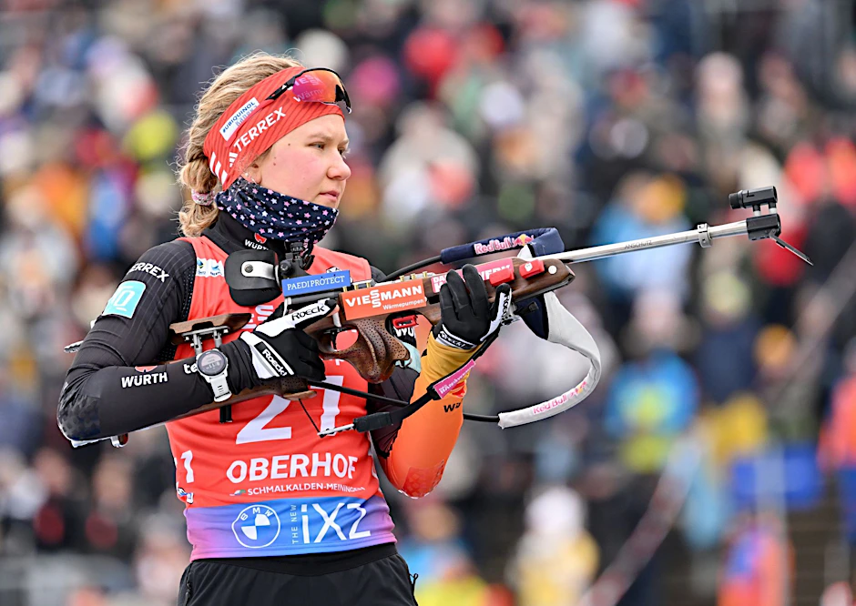ARCHIV - Biathletin Selina Grotian feiert in Nove Mesto im Einzel ihr WM-Debüt.  