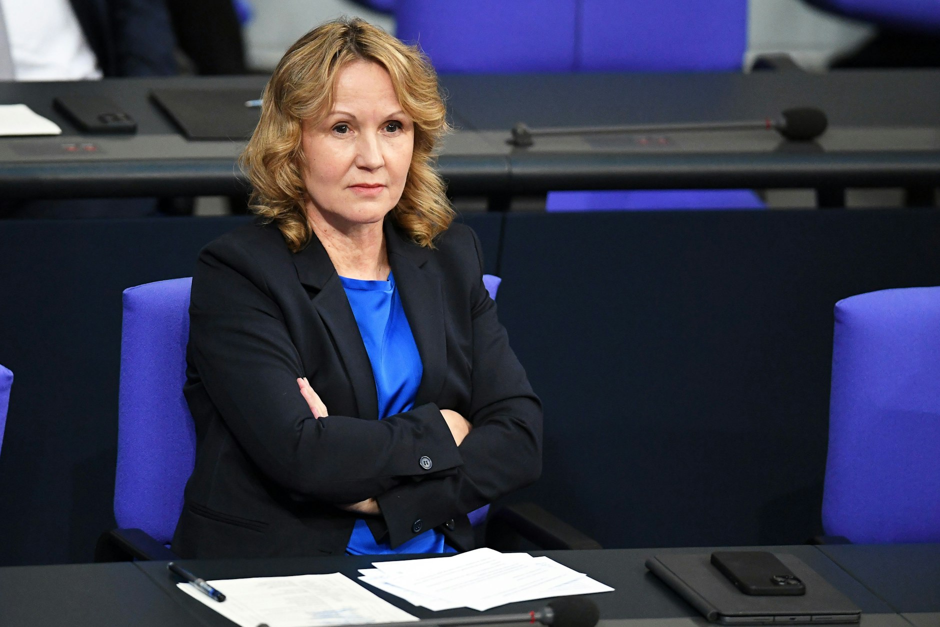 Steffi Lemke (Bündnis 90/Die Grünen), Bundesministerin für Umwelt, Naturschutz, nukleare Sicherheit und Verbraucherschutz, nimmt an einer Sitzung des Bundestages teil.