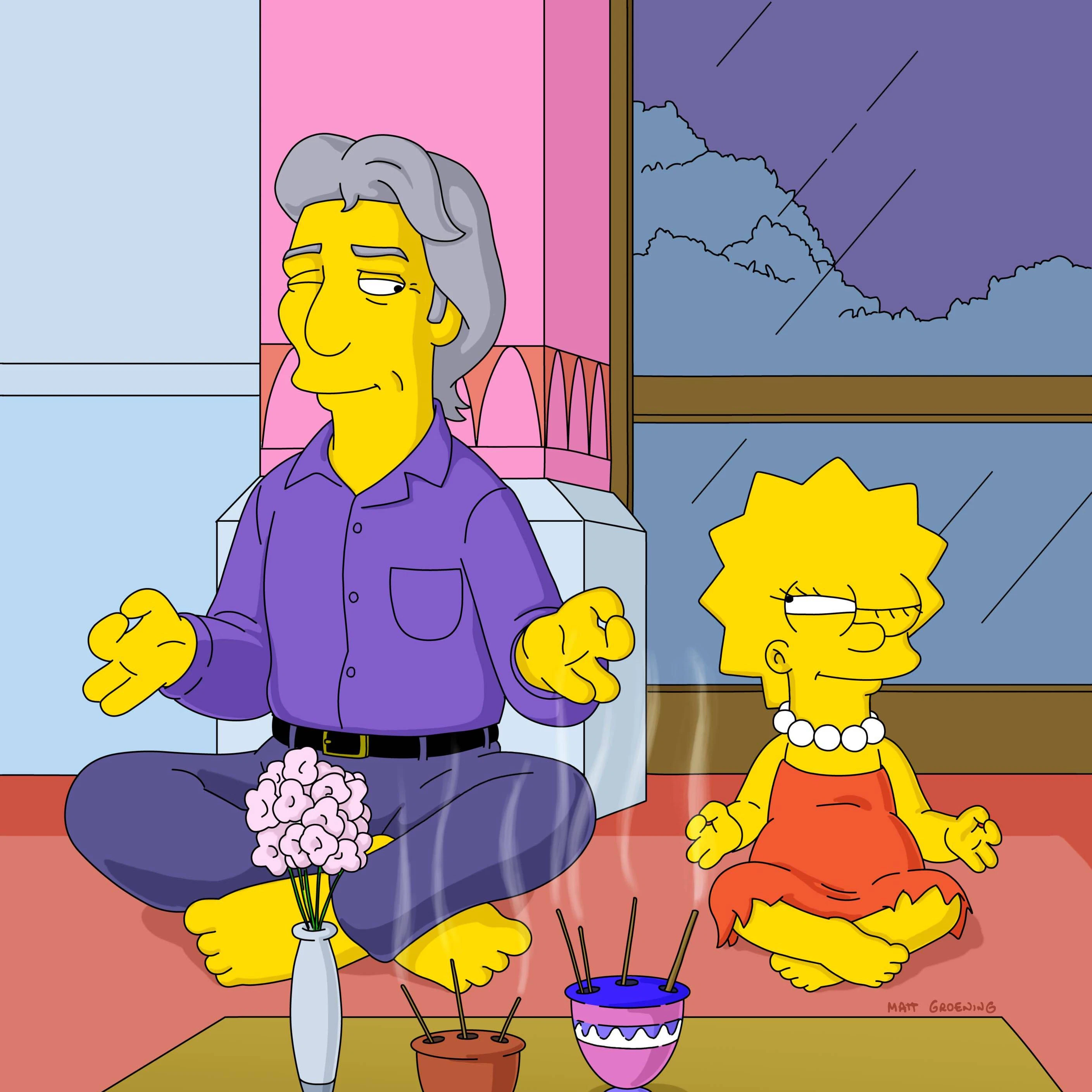 Lisa Simpson interessiert sich für Buddhismus, Anleitung bekommt sie von Hollywood-Star Richard Gere.