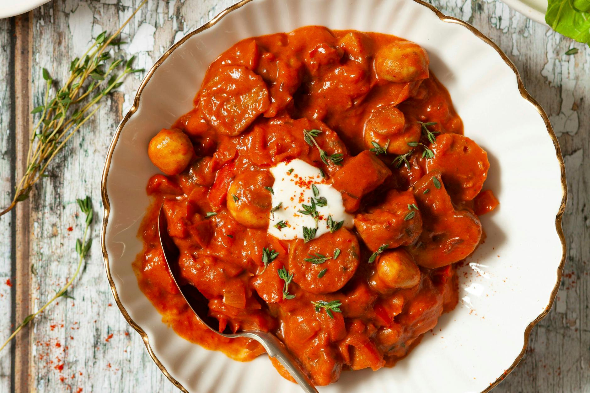 Eine Bratwurstpfanne ist eine perfekte Kombination aus vielen leckeren Speisen.