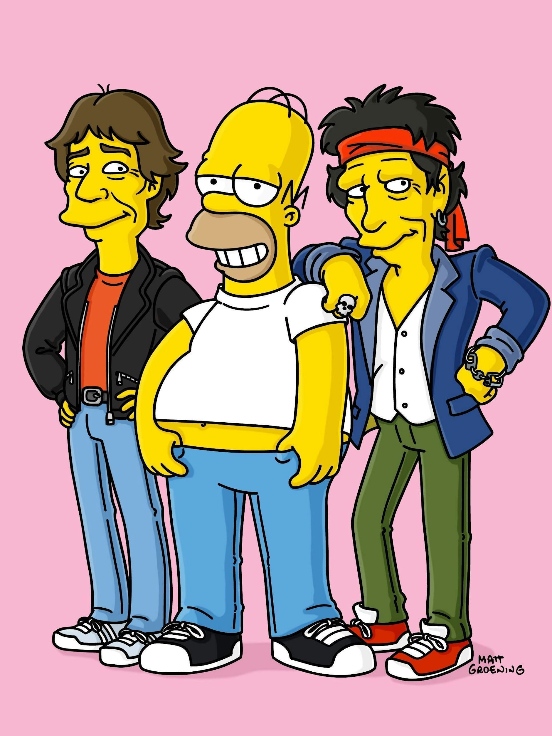 Mick Jagger und Keith Richard von den Rolling Stones geben Homer Simpson einen Einblick ins coole Rockstar-Leben.