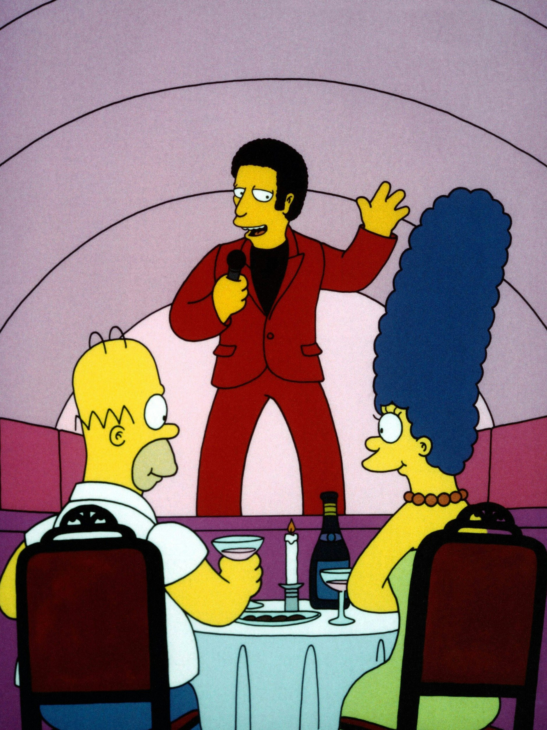 Der britische Sänger-Star Tom Jones bringt Homer und Marge ein Ständchen
