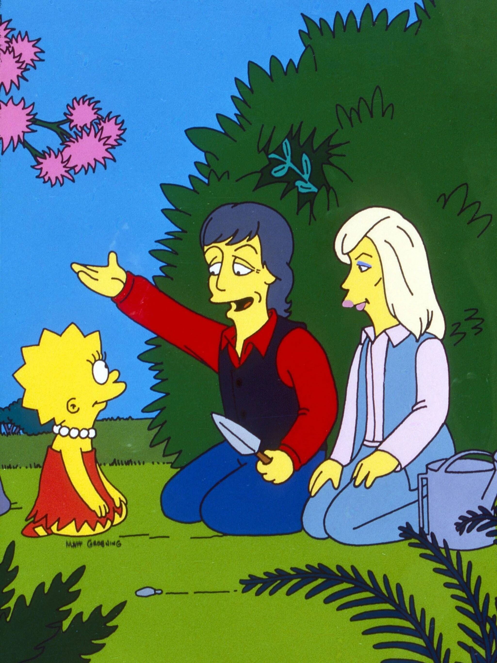 Vegetarier unter sich: Lisa Simpson mit Paul McCartney und dessen Frau Linda McCartney.