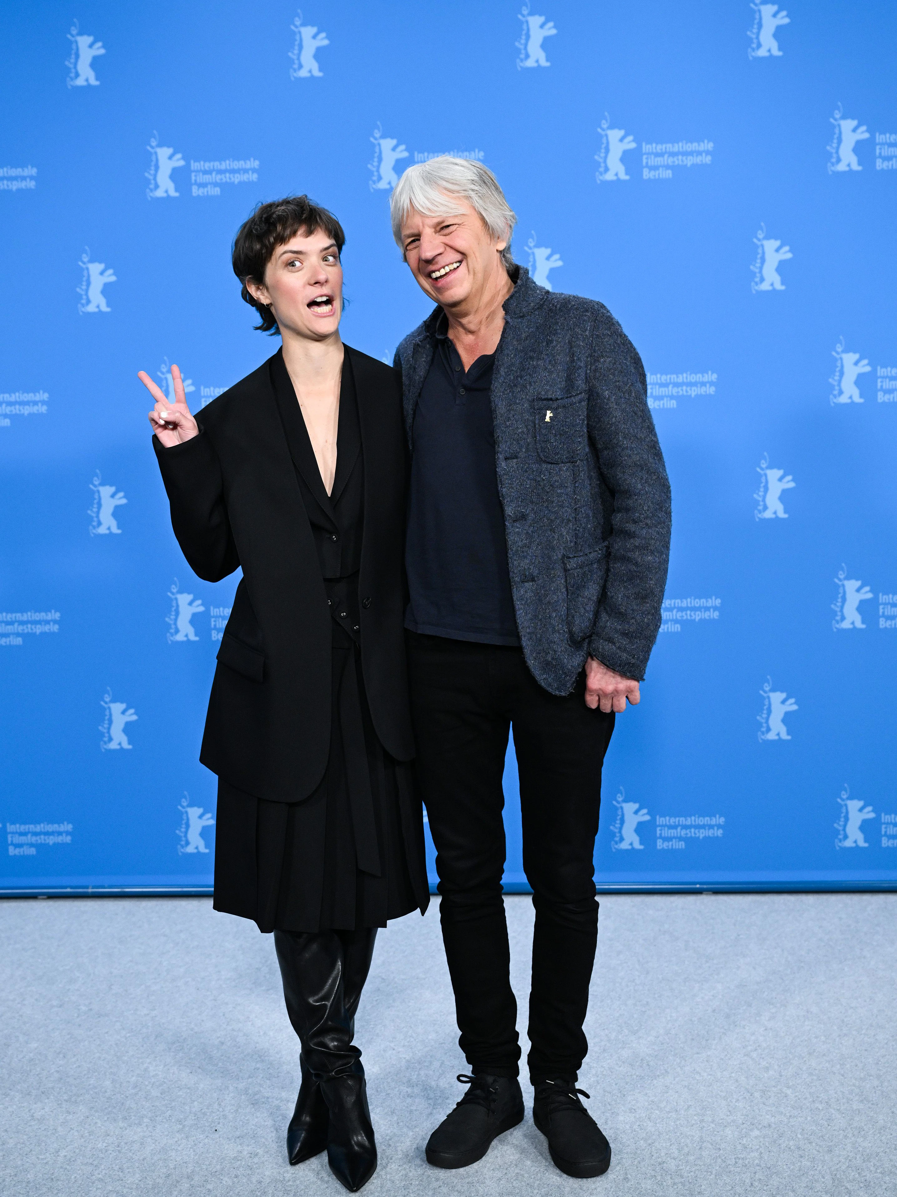 Regisseur Andreas Dresen und Liv Lisa Fries am Samstag beim Photocall zum Berlinale-Film „In Liebe, Eure Hilde“.