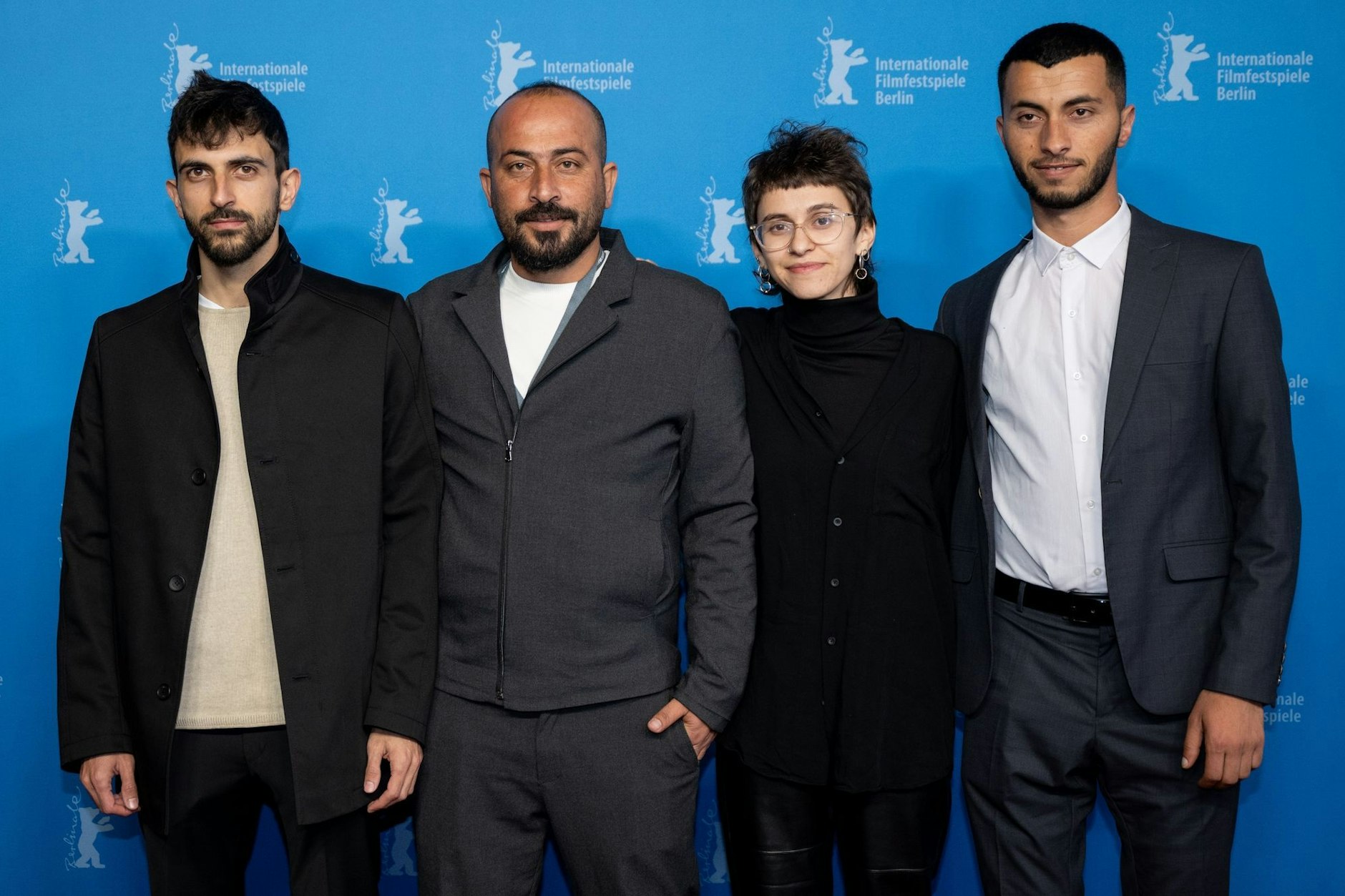 Das Filmteam von „No Other Land“: Yuval Abraham, Hamdan Ballal, Rachel Szor und Basel Adra (v. l.)