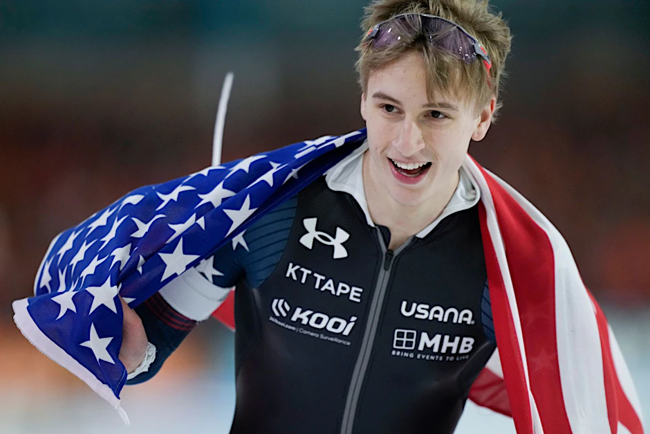 ARCHIV - Beim Weltcup in Salt Lake City verfehlt Jordan Stolz seinen zweiten Weltrekord knapp.  