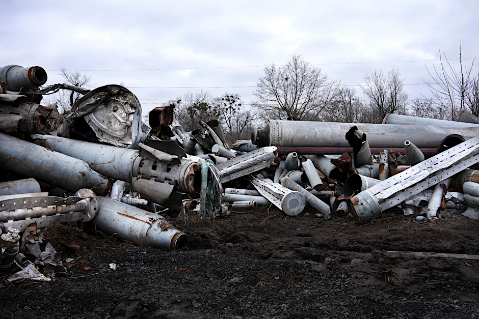 dpatopbilder - Reste von russischen Raketen in Charkiw.   ZUMA Press Wire/dpa