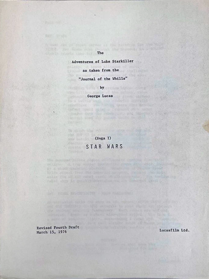 Das Objekt der Begierde: Drehbuch für den ersten „Star Wars“-Film mit dem Originaltitel „The Adventures of Luke Starkiller“, das Harrison Ford in einer Londoner Wohnung hinterlassen hat.