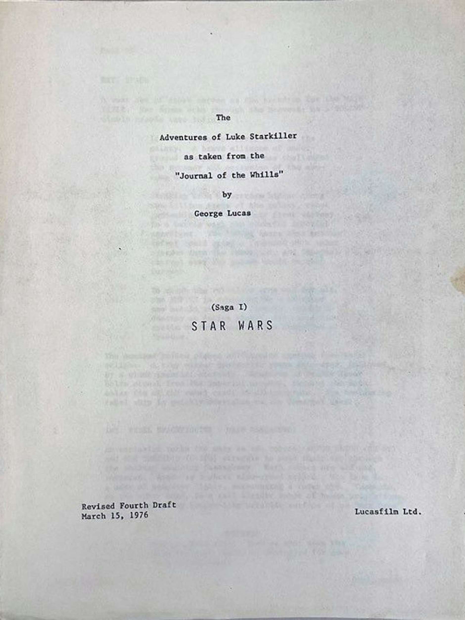 Das Objekt der Begierde: Drehbuch für den ersten „Star Wars“-Film mit dem Originaltitel „The Adventures of Luke Starkiller“, das Harrison Ford in einer Londoner Wohnung hinterlassen hat.