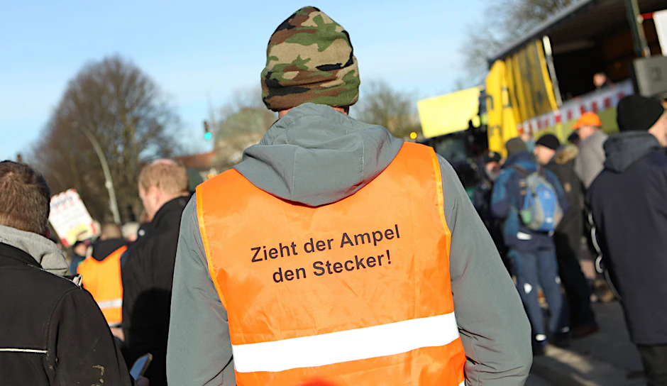 Protest von Landwirten gegen die Politik der Ampelregierung.