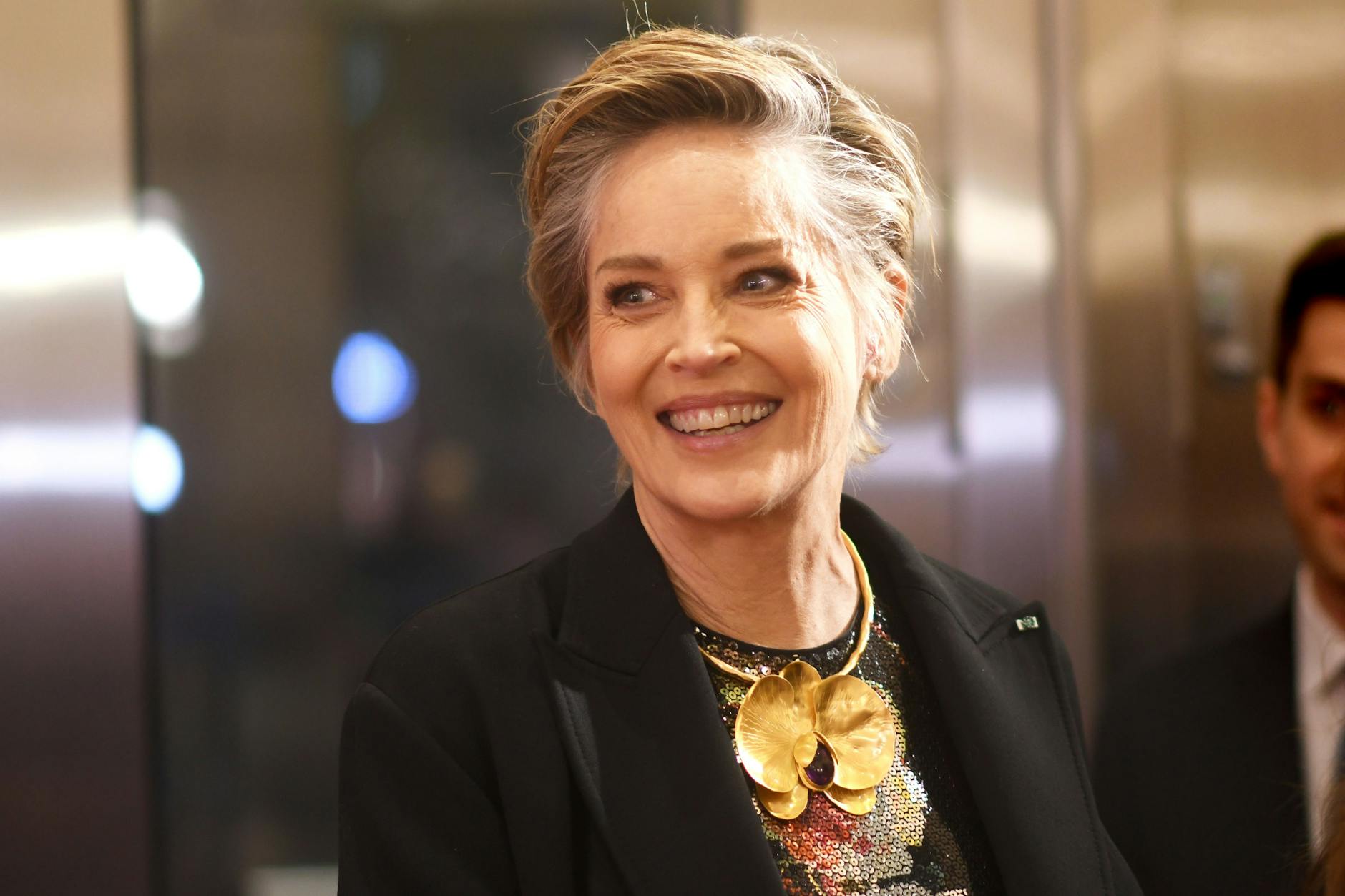 Schauspielerin Sharon Stone auf dem Berlinale-Empfang der US-Botschaft 