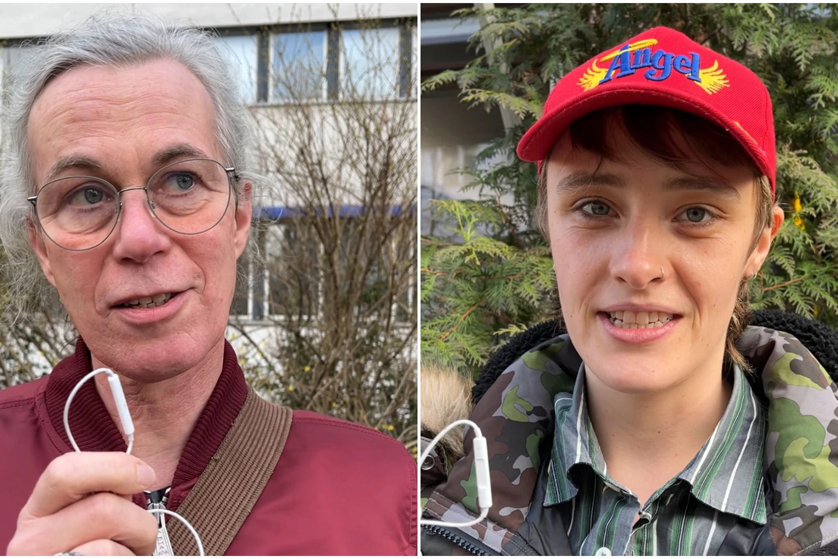 Links: Judith Gummersbach (59) aus Berlin, findet, es wird höchste Zeit für die Legalisierung von Cannabis. „Es ist realitätsfremd, so viele rauchen Cannabis, ob legal oder nicht.  Rechts: Angel, (25) mein ein komplettes Verbot sei unsinnig, weil „alle rauchen sowieso schon Gras in Berlin, also seien wir mal ehrlich ...“