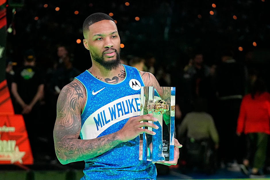 Damian Lillard von den Milwaukee Bucks wurde beim All-Star-Spiel zum MVP gewählt.  