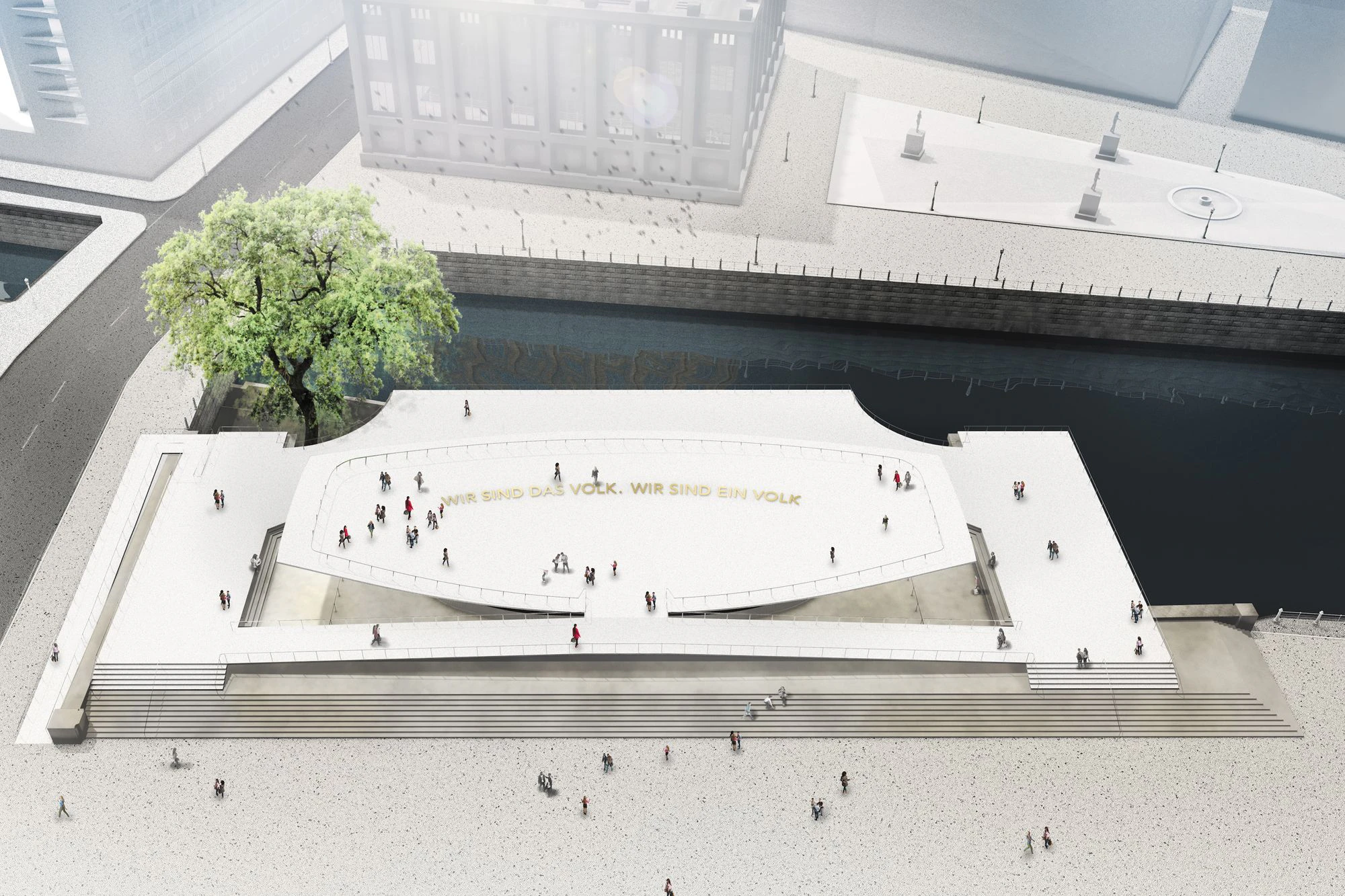 Eine Simulation der Einheitswippe vor dem Schloßplatz