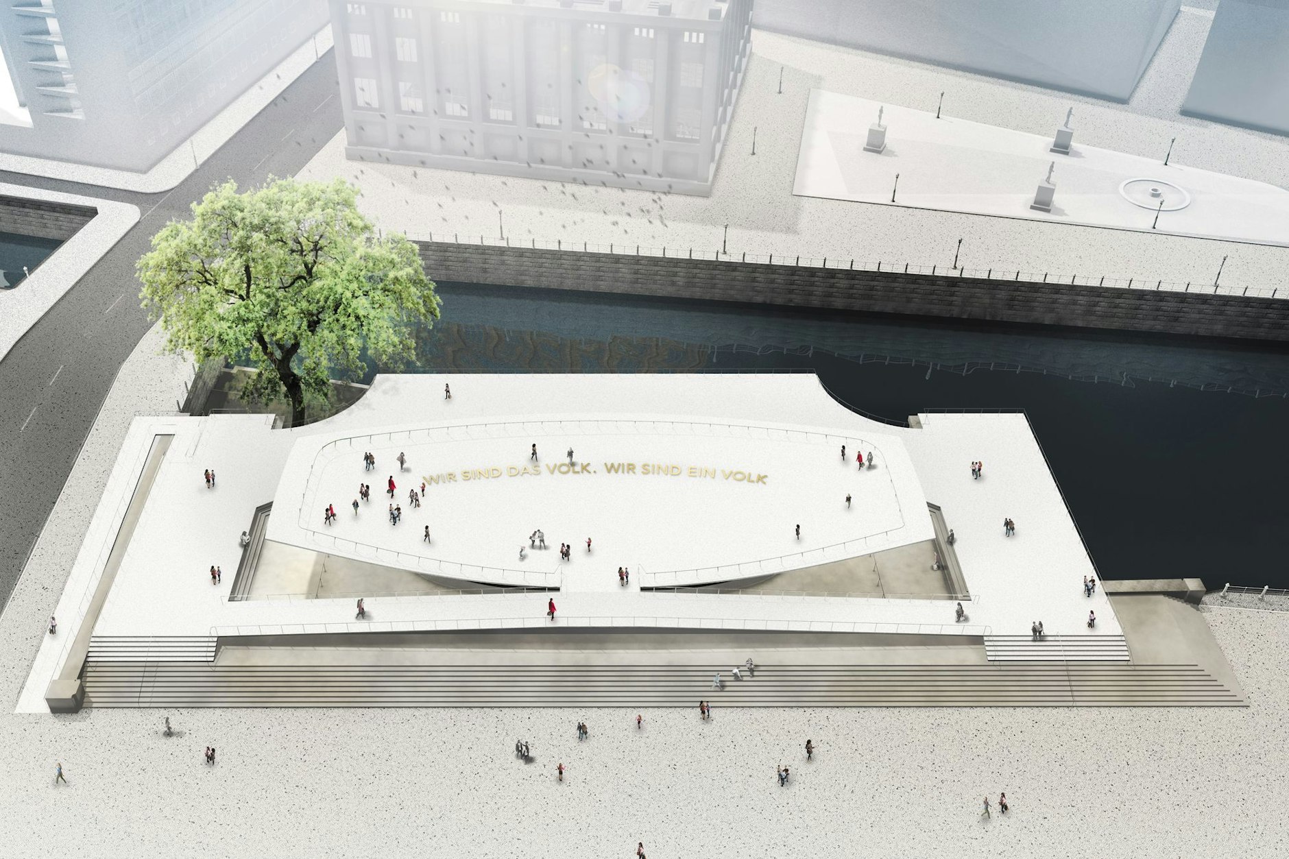 Eine Simulation der Einheitswippe vor dem Schloßplatz