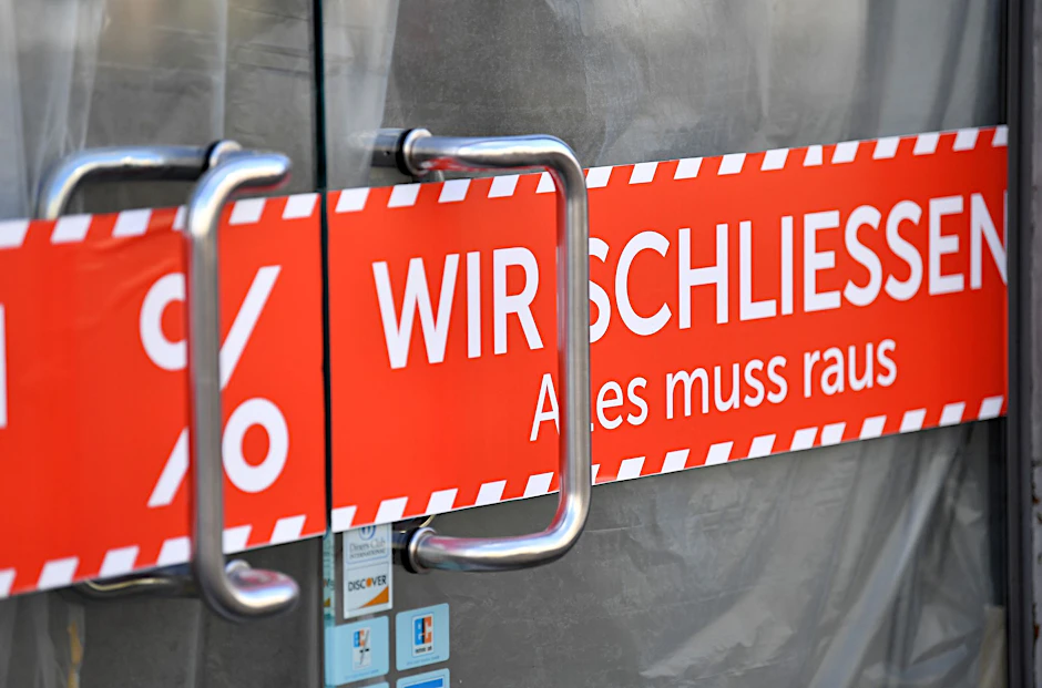 „Wir schliessen. Alles muss raus“: Bei den Firmenpleiten in Deutschland zeigt der Trend weiter nach oben.&nbsp;