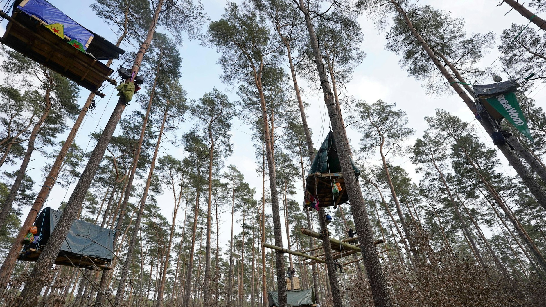 Das Protestcamp von Umweltaktivisten in Grünheide richtet sich gegen die Erweiterungspläne des Tesla-Werks. 