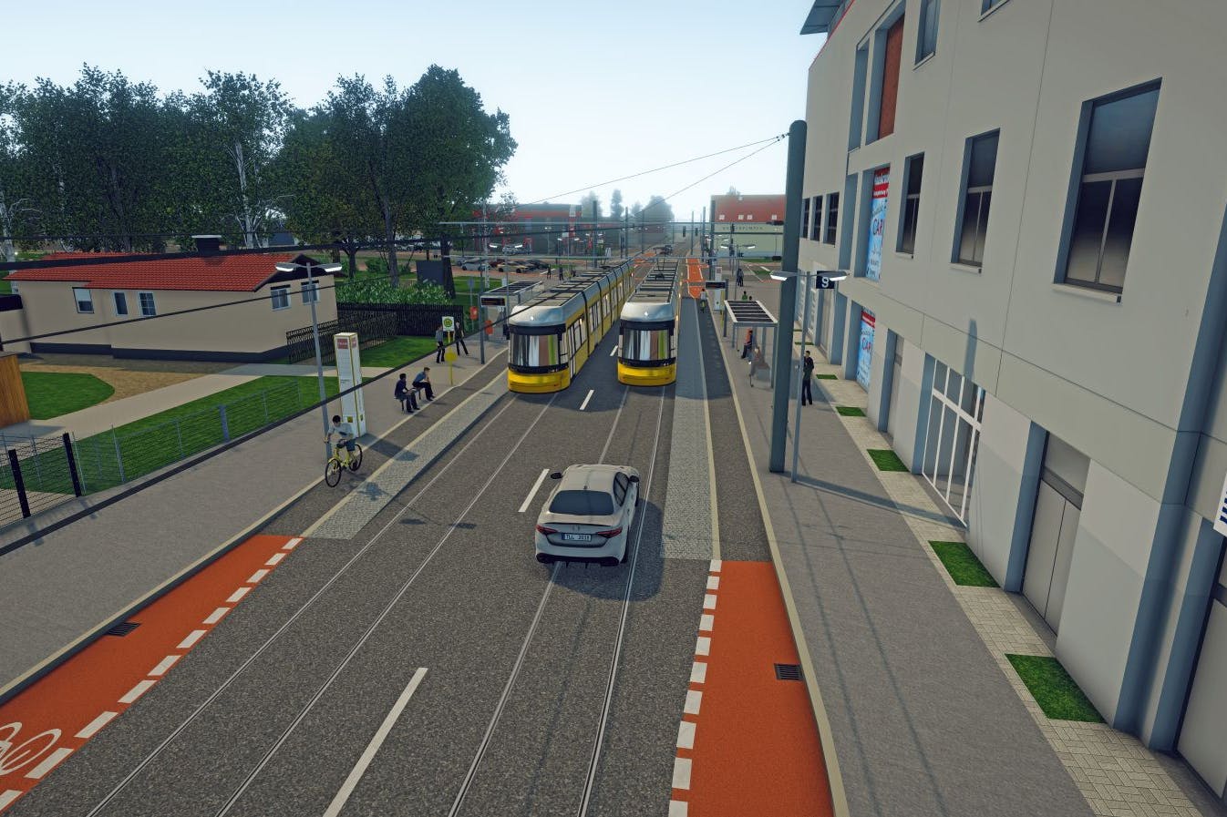 Das Straßenbahnnetz in Mahlsdorf soll bis 2028 ausgebaut werden. Da bekommt die Hönower Straße im Zuge dessen gleich einen Flüsterasphalt.