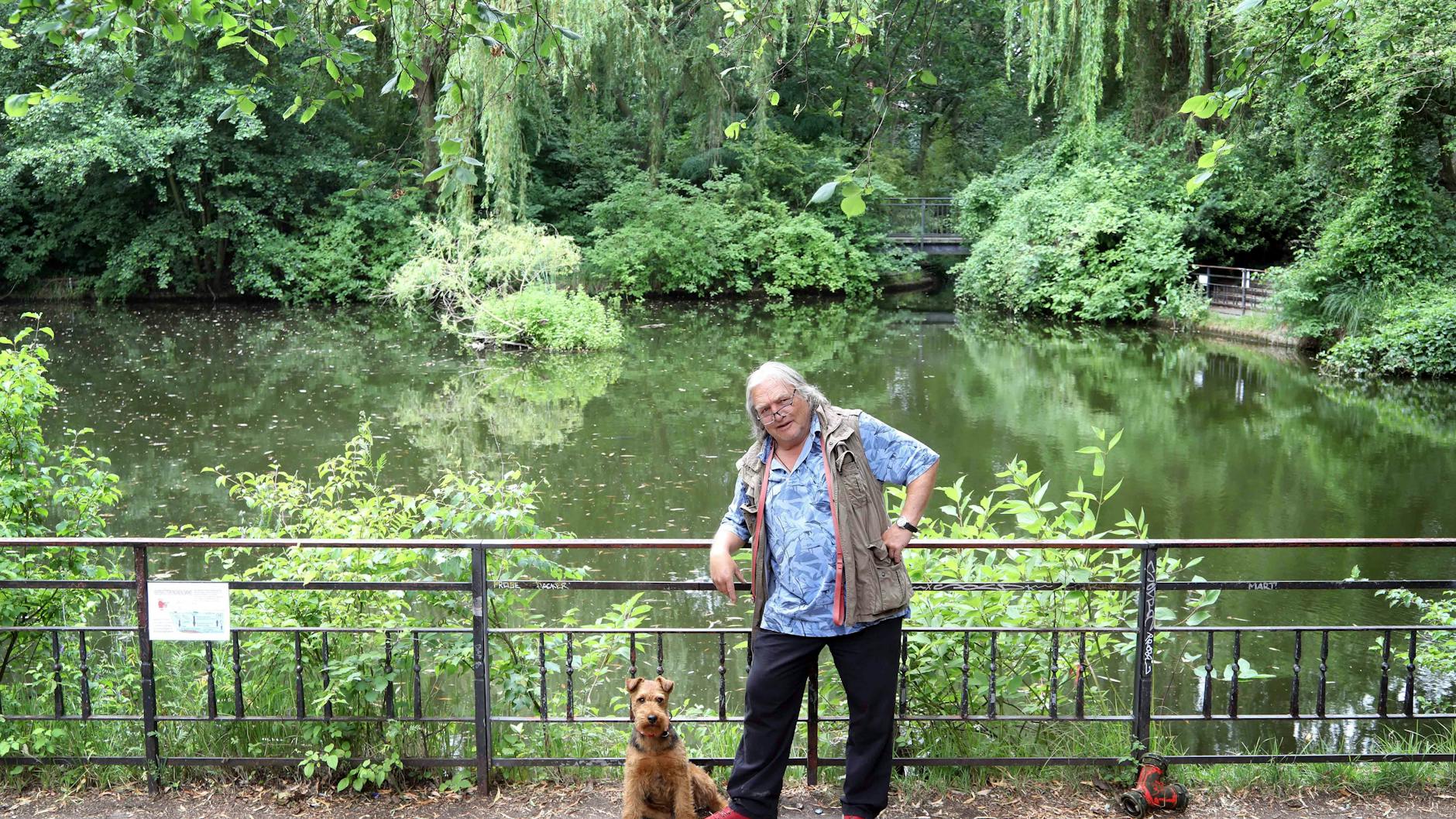 Der Teich im Ernst-Thälmann-Park wird von Volker Herold und anderen gepflegt. So schön sah es hier vor dem Ablassen aus. 