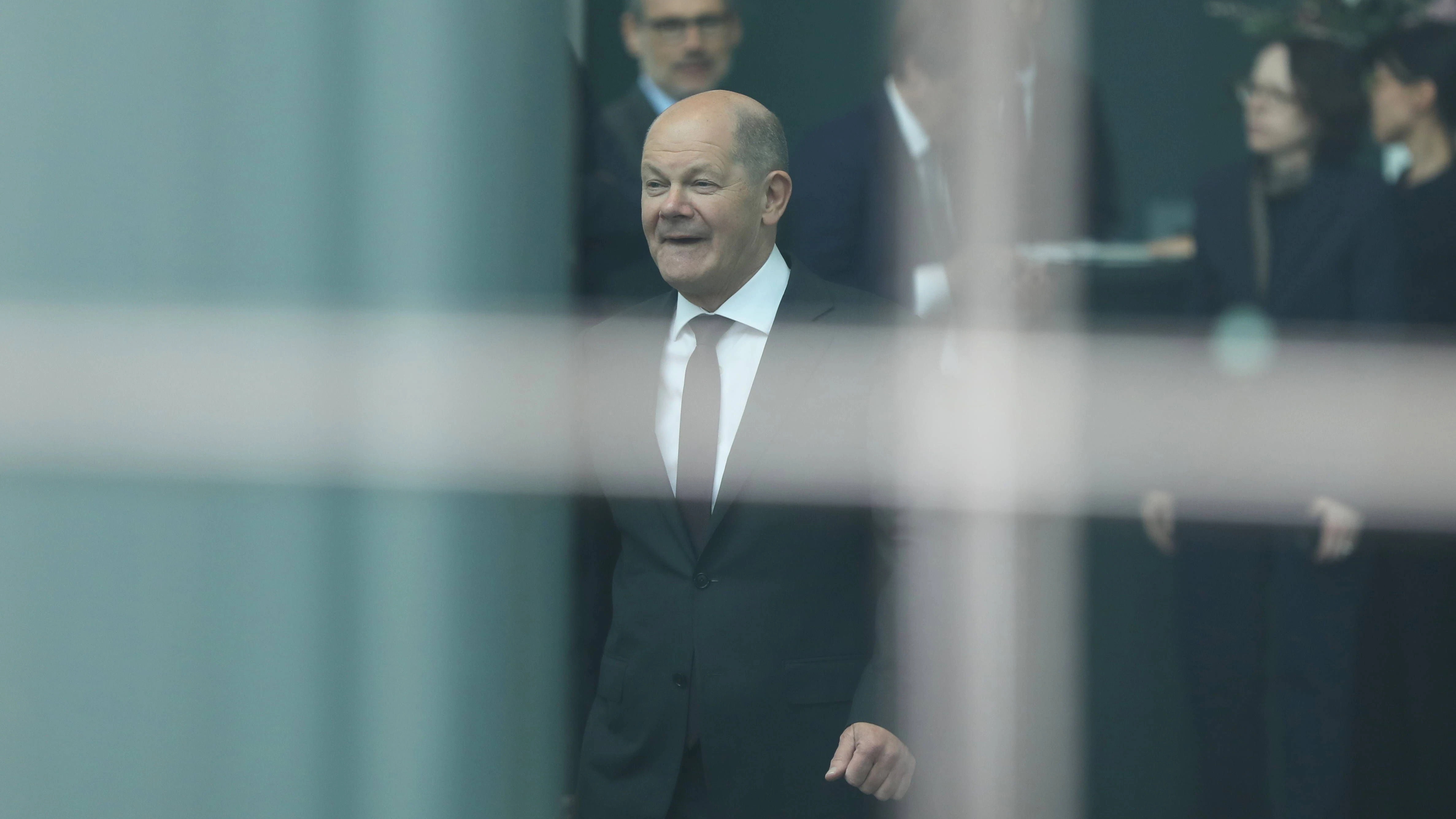 Olaf Scholz im Bundeskanzleramt beim Empfang der Premierministerin Litauens.&nbsp;