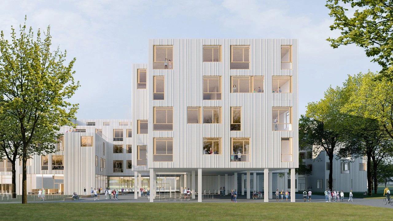 Der Schul-Neubau an der Allee der Kosmonauten in Lichtenberg soll zwei Schulen vereinen.