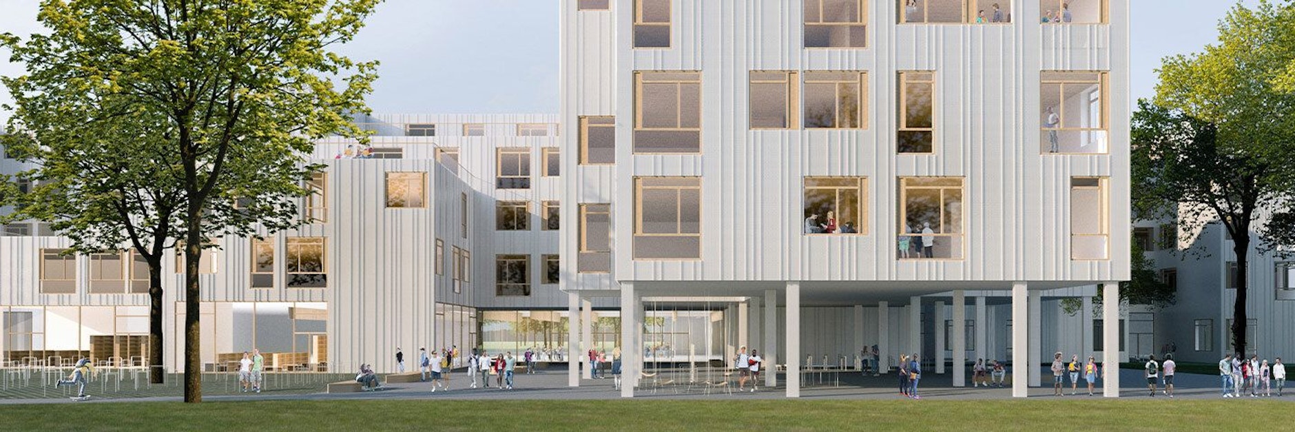 Der Schul-Neubau in Lichtenberg an der Allee der Kosmonauten soll Platz für 1600 Schülerinnen und Schüler bieten.