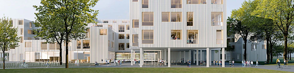 Der Schul-Neubau in Lichtenberg an der Allee der Kosmonauten soll Platz für 1600 Schülerinnen und Schüler bieten.