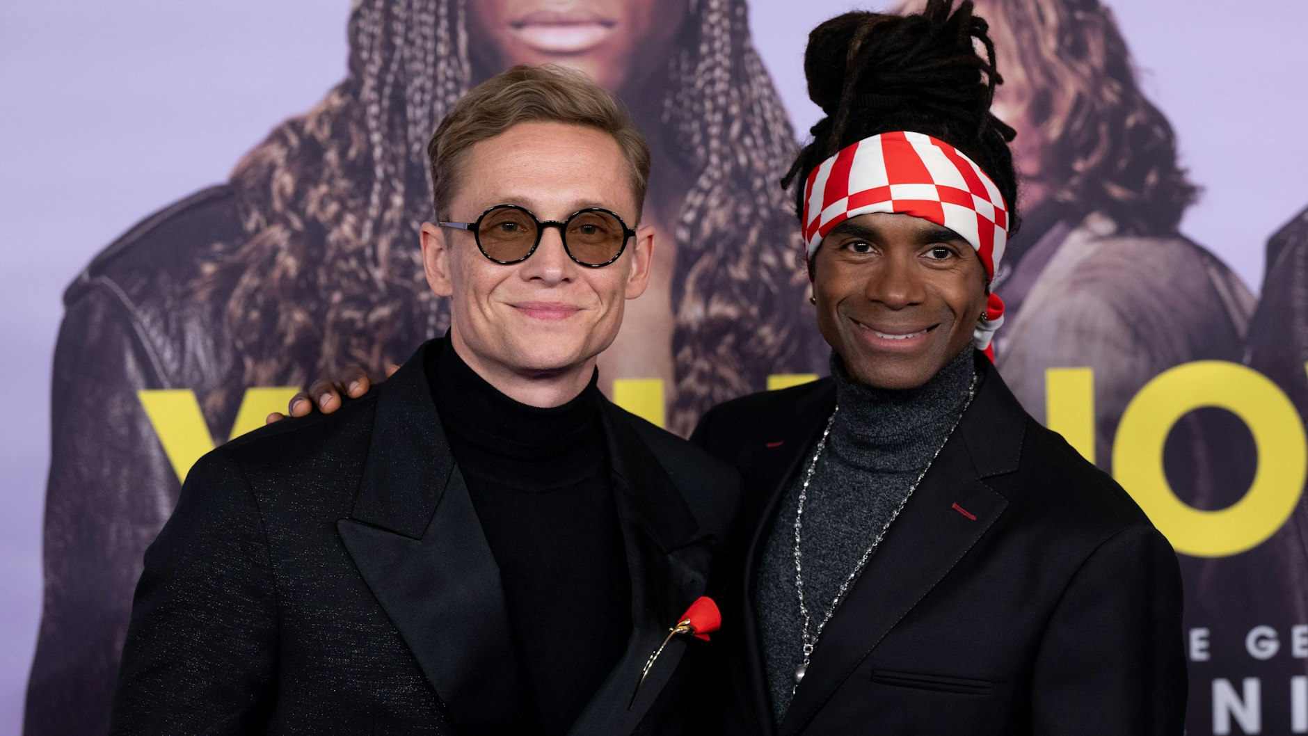 Matthias Schweighöfer und Fabrice Morvan, ehemaliges Mitglied von Milli Vanilli, bei der Weltpremiere des Films „Girl You Know It’s True“.