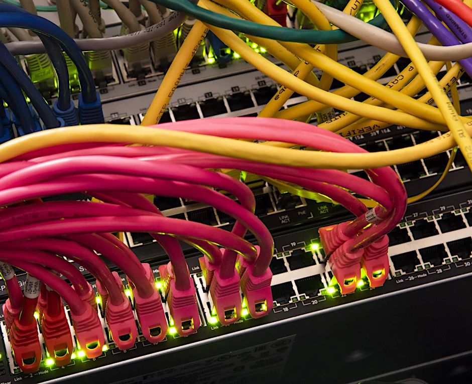 Daten- und Netzwerkkabel an Internetservern. (Symbolbild)