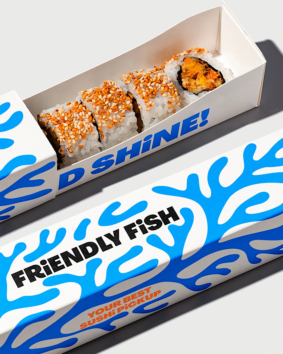 Kräftige und moderne Aufmachung: Auch worin das Sushi transportiert wird, spielt bei Friendly Fish eine große Rolle. Wir würden sagen: gelungen!