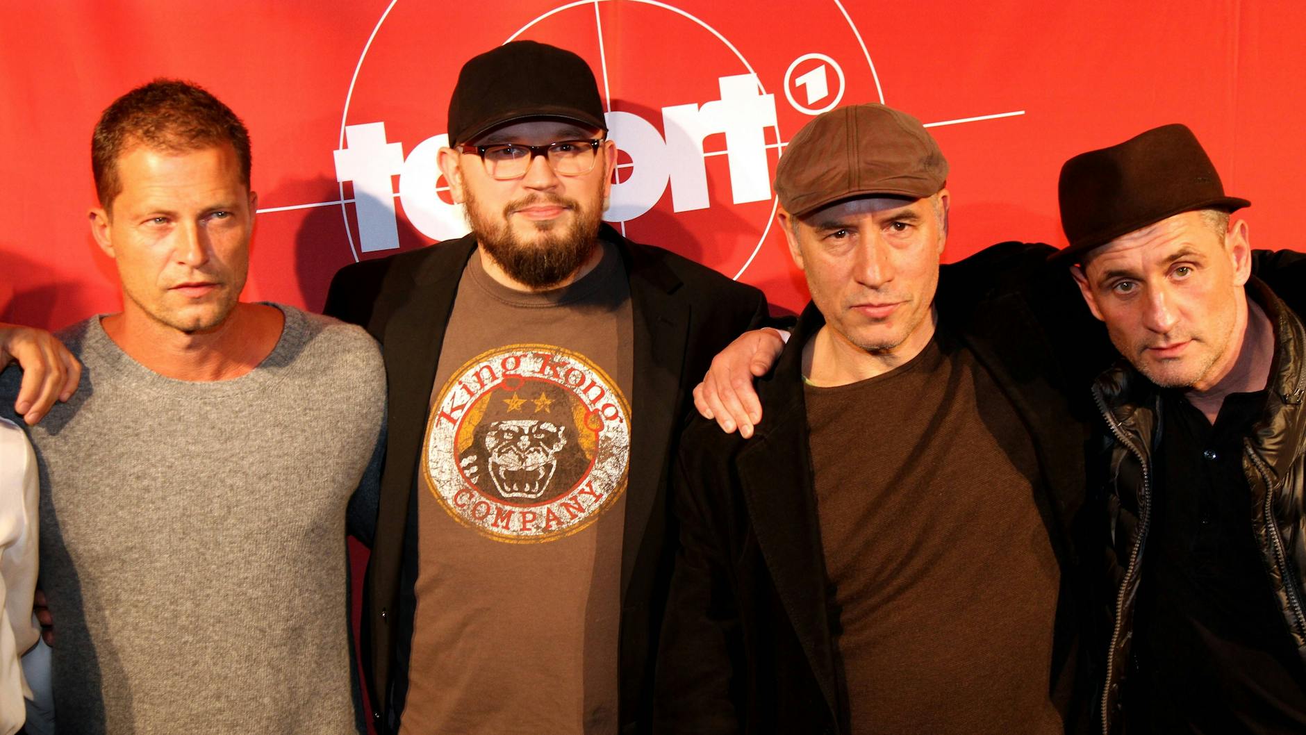 Die damaligen „Tatort“-Schauspieler Til Schweiger, Christian Aavart, Ralph Herfurth und Tim Wilde (v.l.n r.) 2014 auf dem roten Teppich