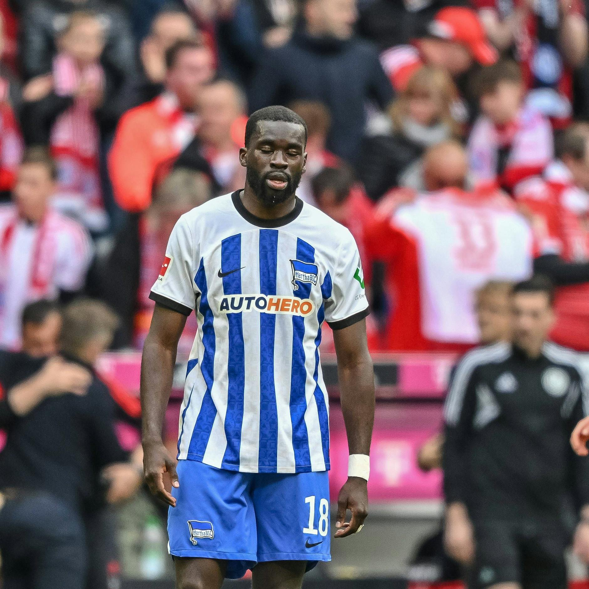 Wilfried Kanga spielte für Hertha im April 2023 das letzte Mal beim 0:2 in München gegen den FC Bayern.