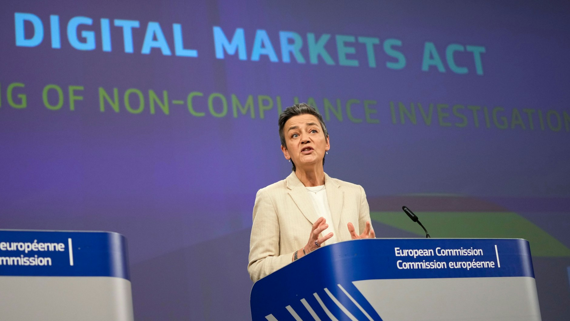 EU-Wettbewerbskommissarin Vestager setzte den Digital Markets Act durch.