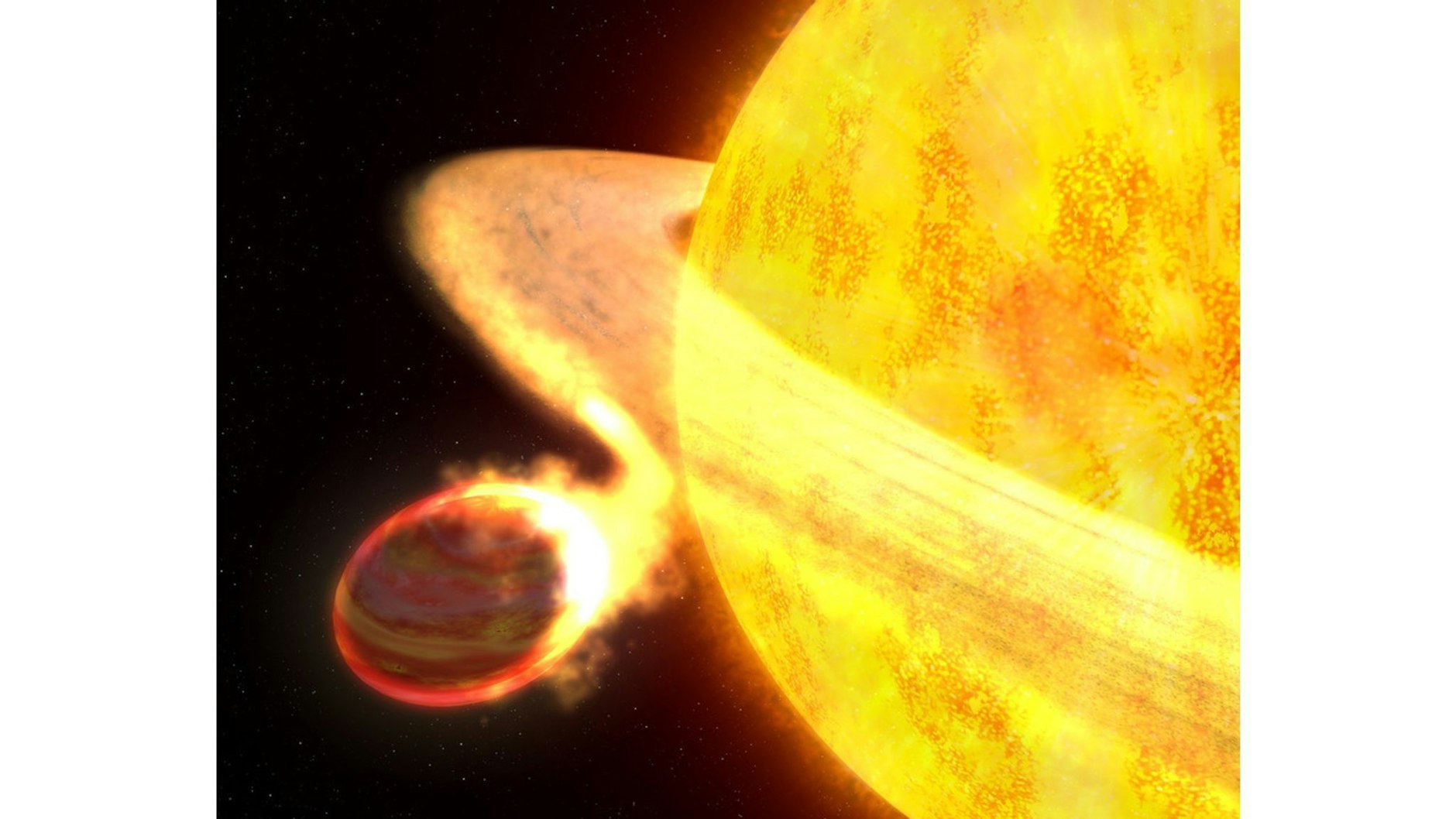 HANDOUT - Die Illustration zeigt den Exoplaneten WASP-12b. Er ist der heißeste bekannte Planet in der Milchstraßengalaxie und möglicherweise der am kürzesten lebende.  