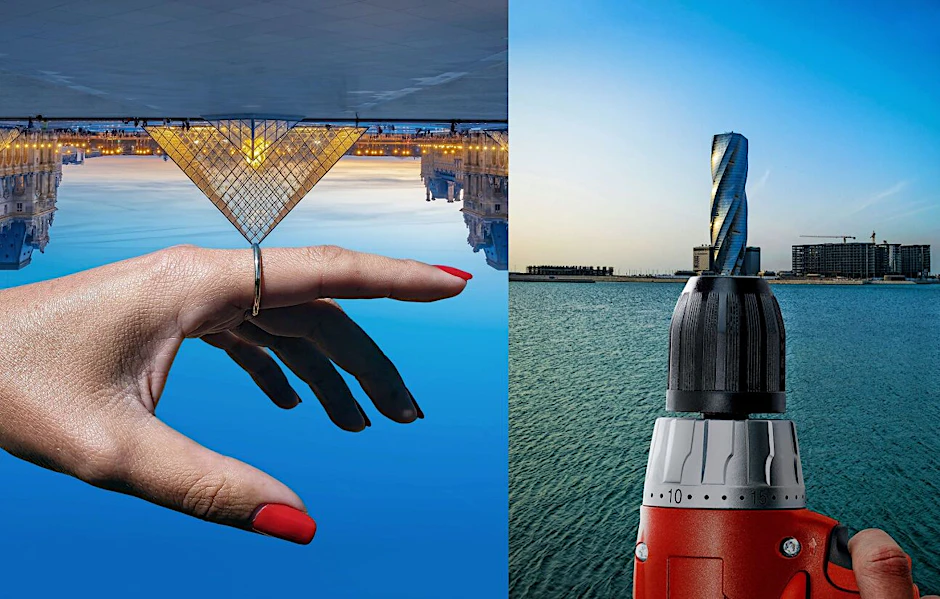 Upside Down: Der Gläserne Louvre in Paris wird zum Schmuckstück, ein Hochhaus in Bahrain zum Schraubendreher.