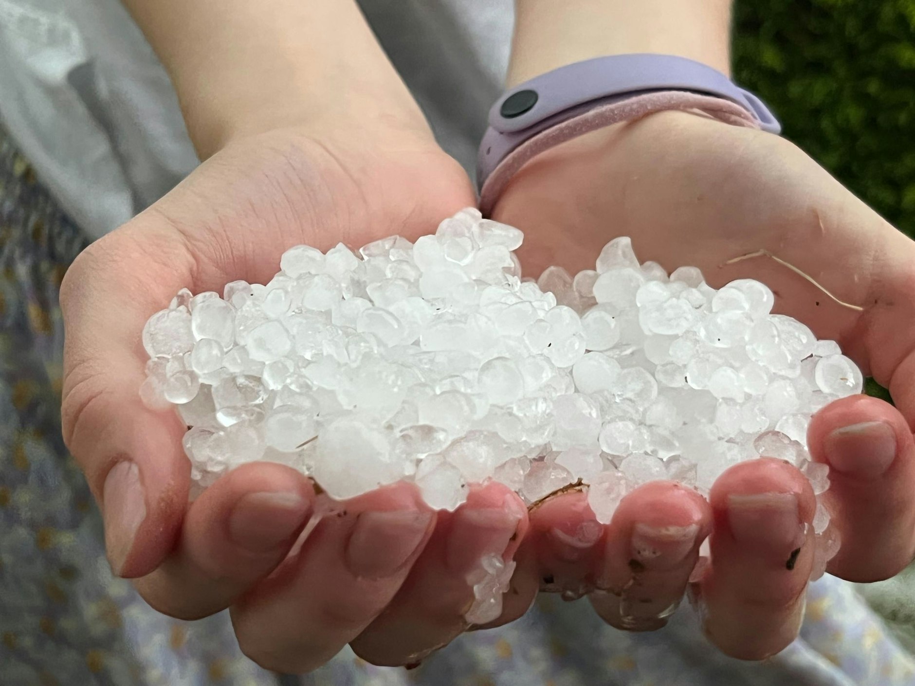 ARCHIV - Hagelkörner nach einem Unwetter.  