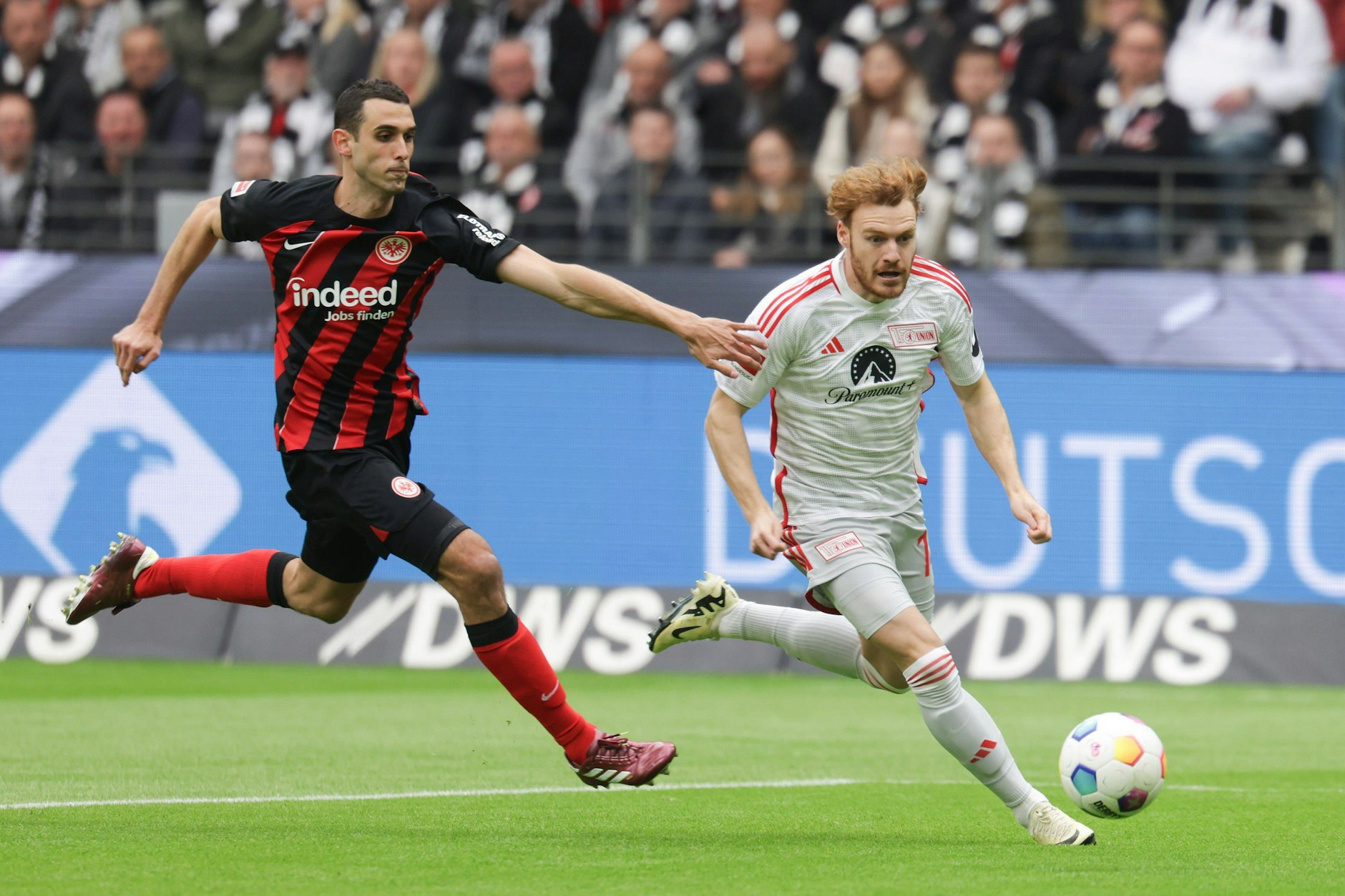 Stürmer Yorbe Vertessen (23) hatte in Frankfurt bereits nach drei Minuten die große Chance, den 1. FC Union in Führung zu bringen.