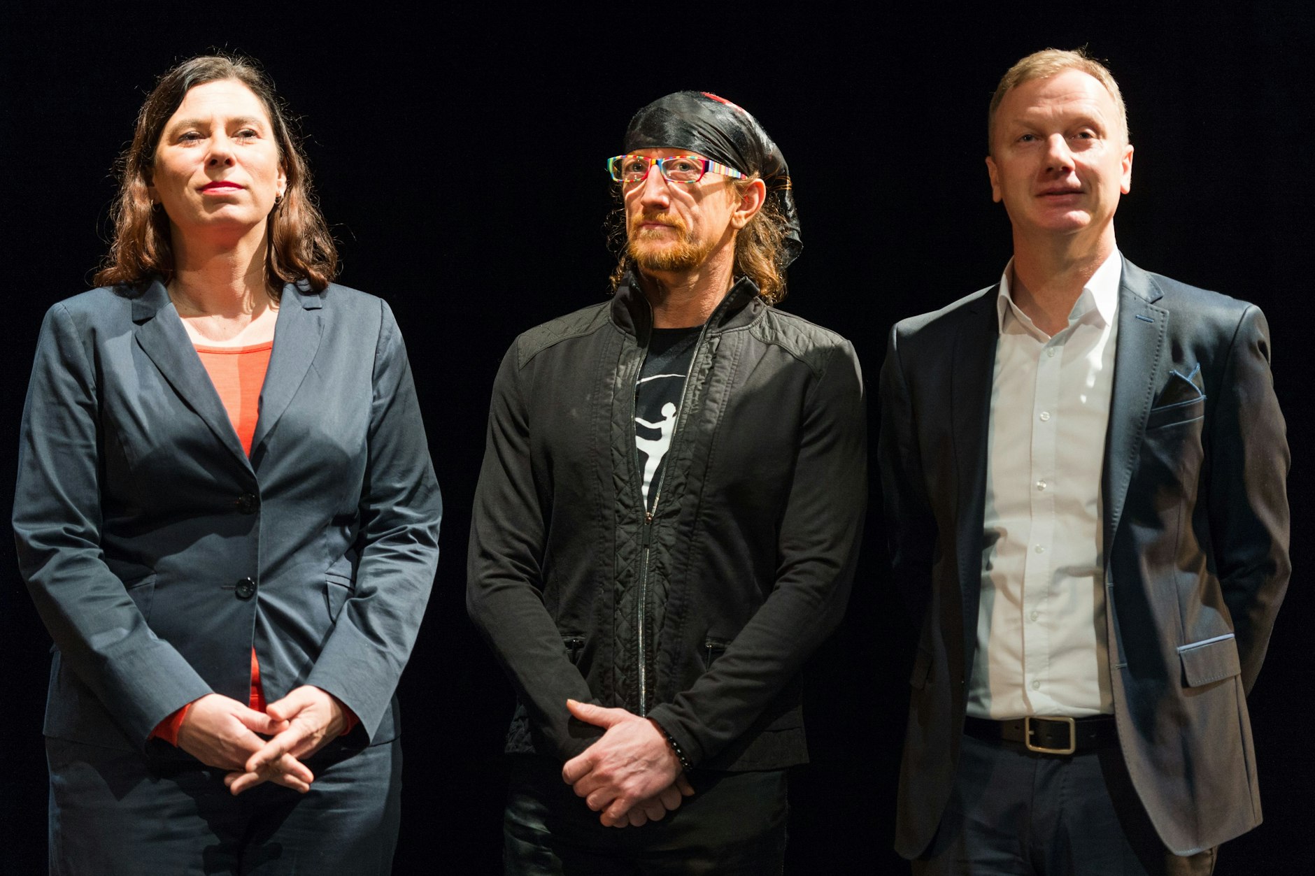 Berlins damalige Bildungssenatorin Sandra Scheeres (v.l.n.r.), Gregor Seyffert und Ralf Stabel, 2017
