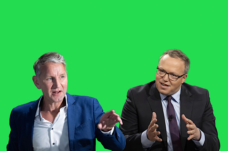 AfD-Fraktionschef Björn Höcke und CDU-Fraktionschef Mario Voigt (r.)&nbsp;