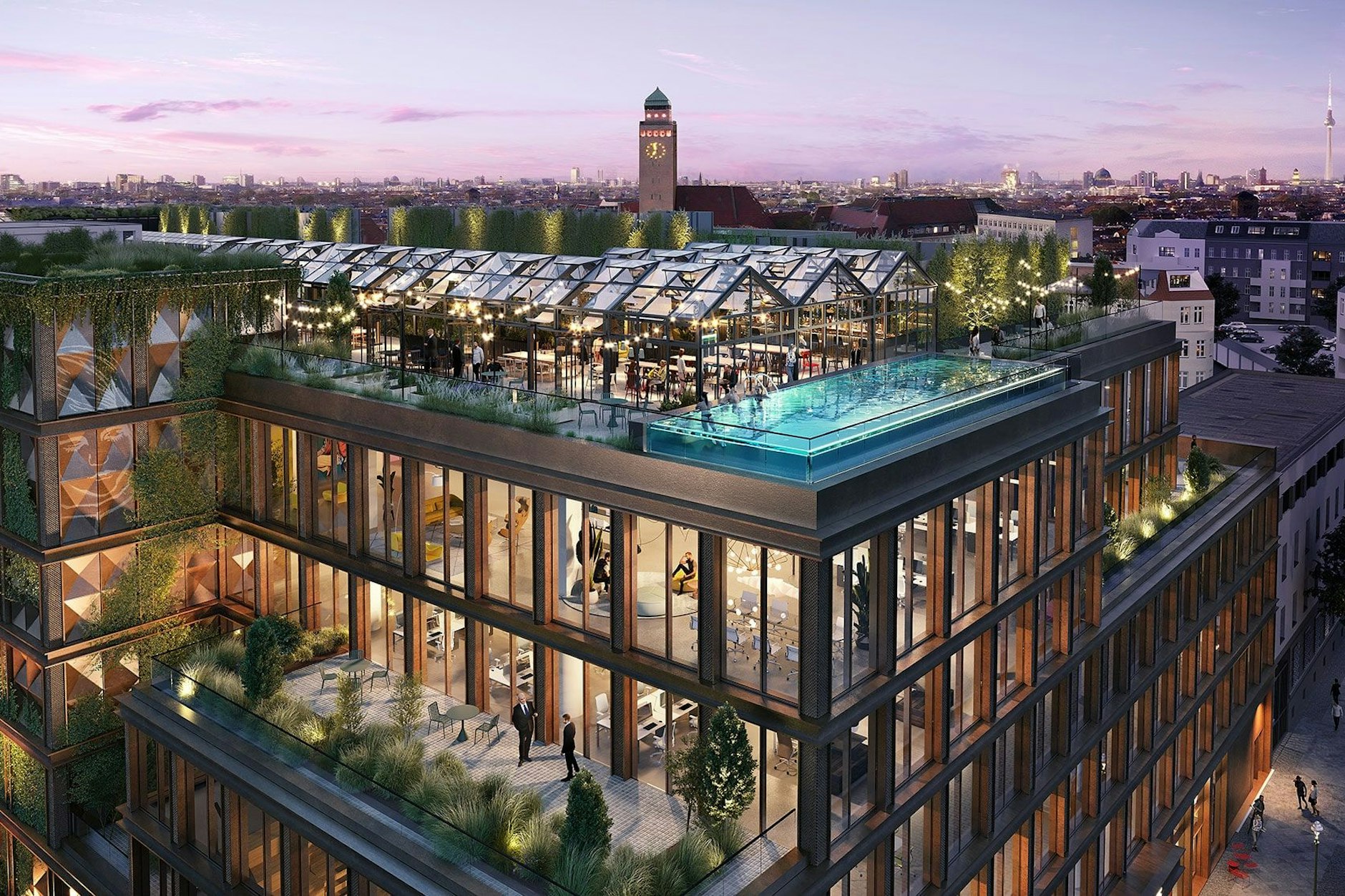 Dieser Infinity-Pool über den Dächern von Neukölln lädt künftig alle Berlinerinnen und Berlin zum Verweilen ein.